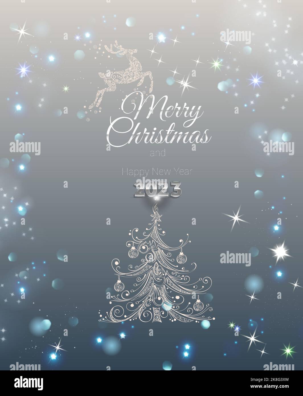 Merry Christmas and happy new year 2023 greeting card with christmas ...