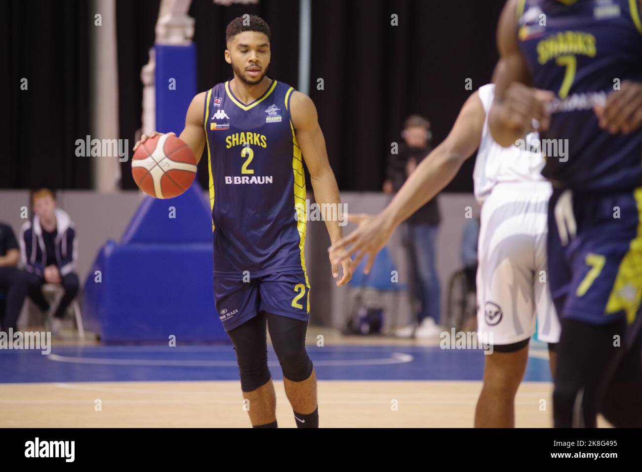 Sheffield, England, 23 October 2022. Saeed Nelson playing for B. Braun Sheffield Sharks against Newcastle Eagles in a BBL match at Ponds Forge. Credit: Colin Edwards/Alamy Live News. Stock Photo