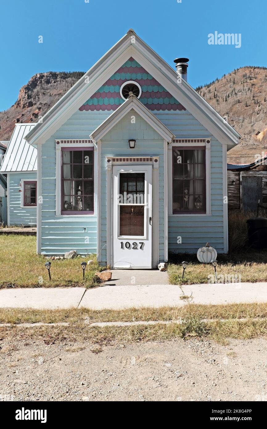A residential home in Silverton, Colorado, USA on October 15, 2022. Stock Photo