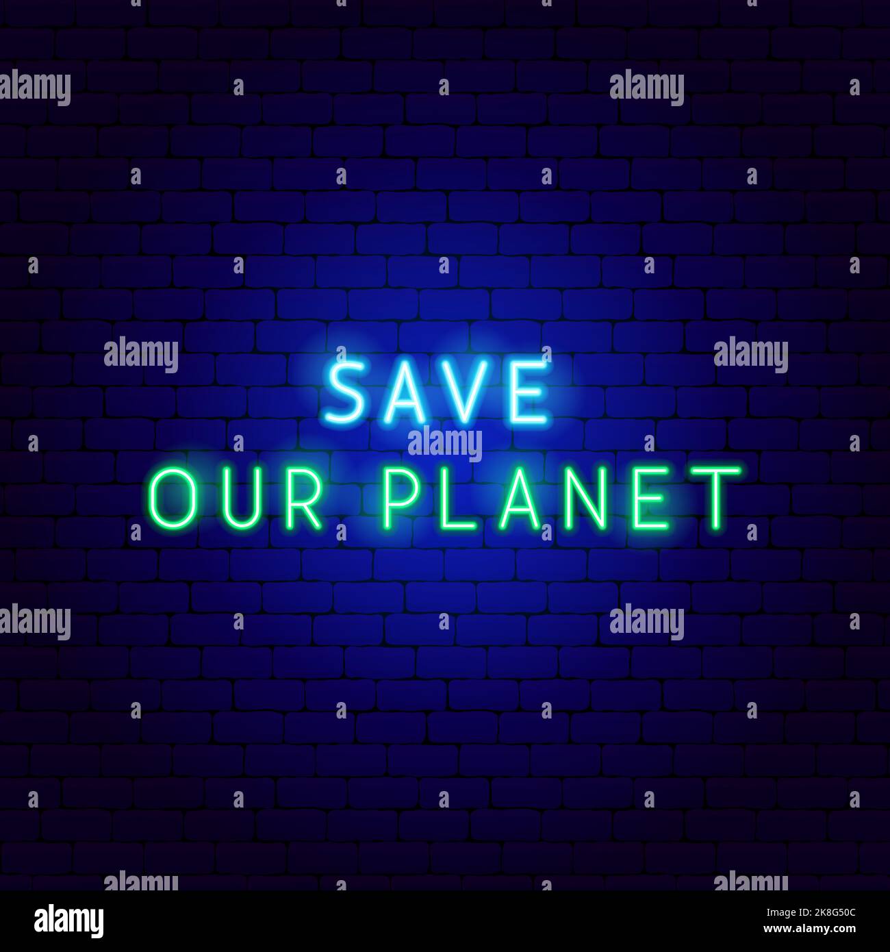 Save Planet Neon Text Stock Vector