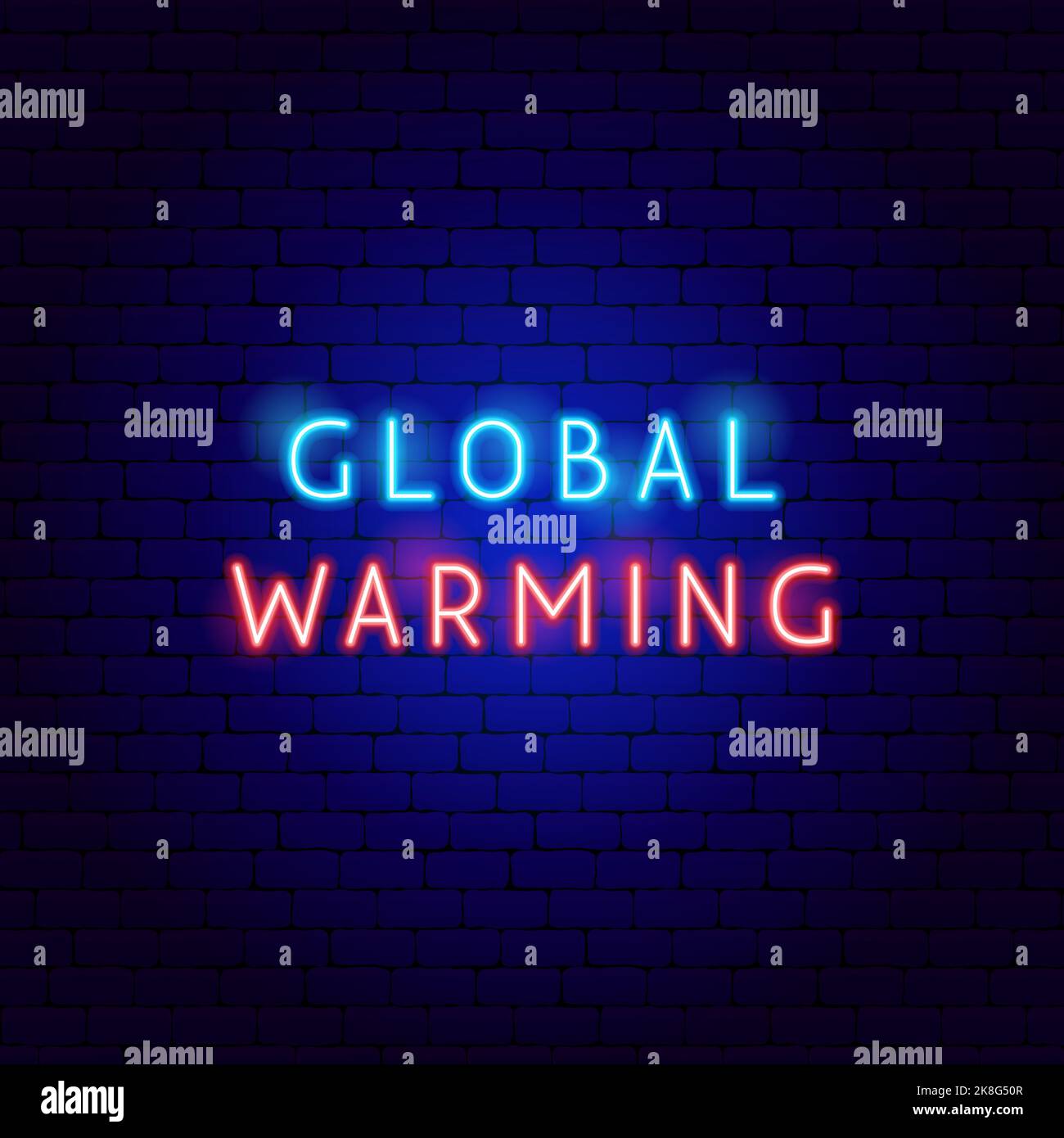 Global Warming Neon Text Stock Vector