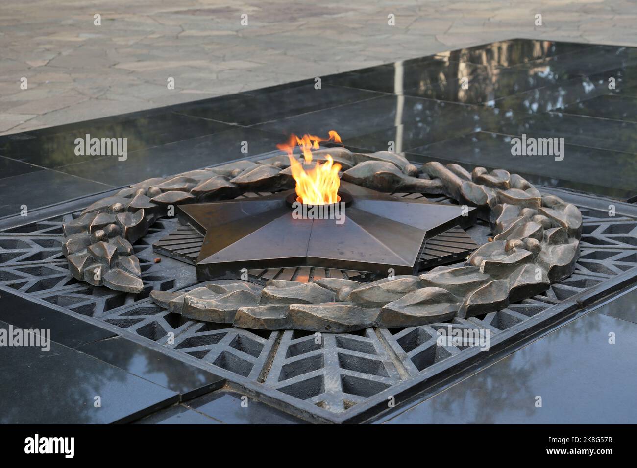Eternal Flame, Memorial of Glory, Panfilov Park, Gogol Street, Almaty, Almaty Region, Kazakhstan, Central Asia Stock Photo