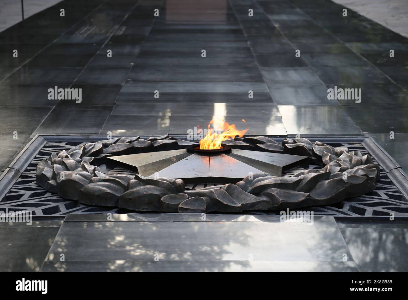 Eternal Flame, Memorial of Glory, Panfilov Park, Gogol Street, Almaty, Almaty Region, Kazakhstan, Central Asia Stock Photo
