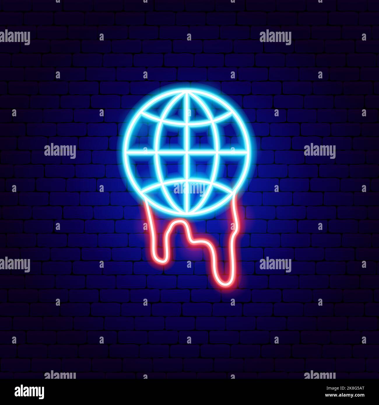 Planet Melting Neon Sign Stock Vector