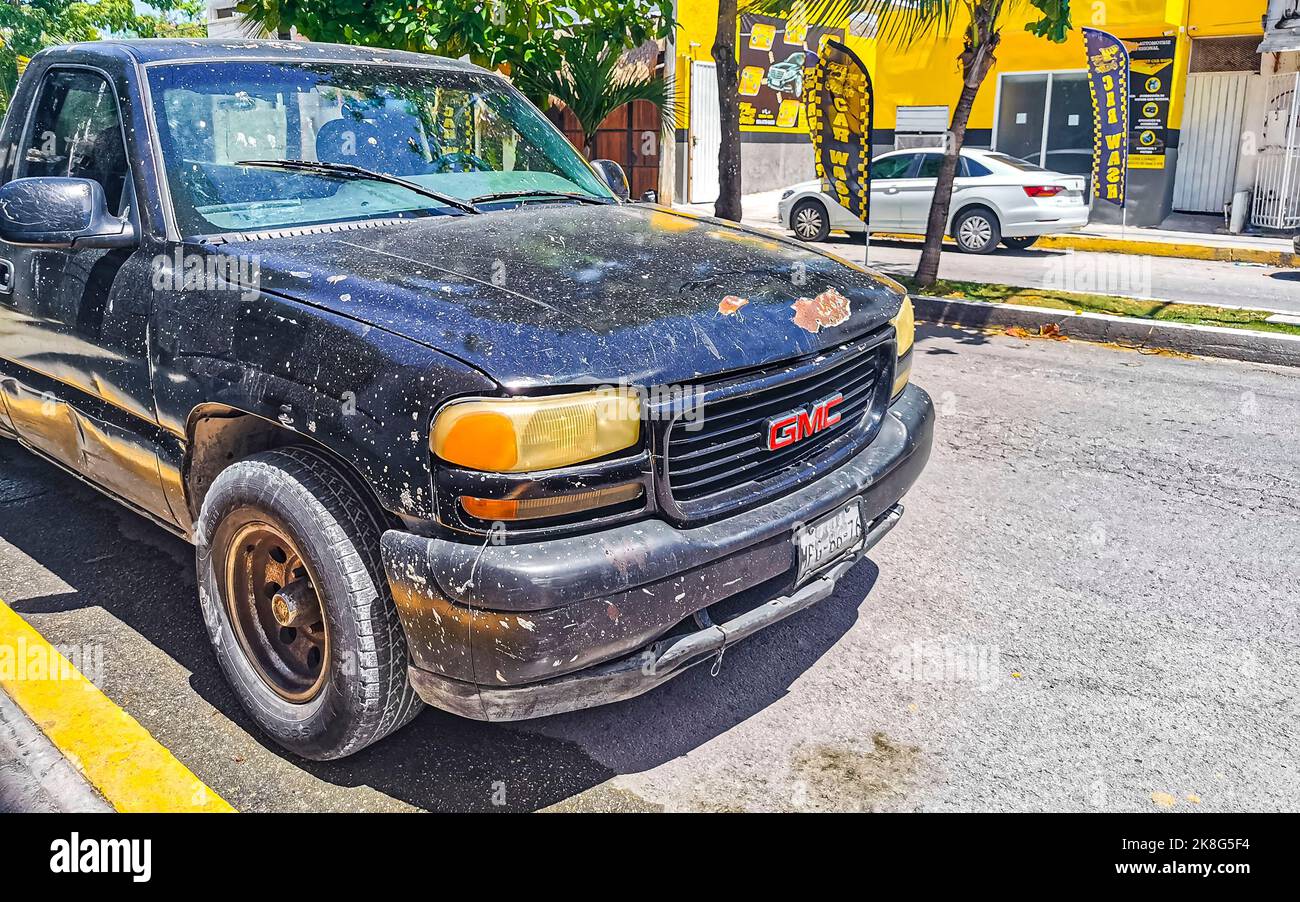 Various Mexican pickup trucks cars 4x4 Offroad vehicles in Playa del Carmen Quintana Roo Mexico