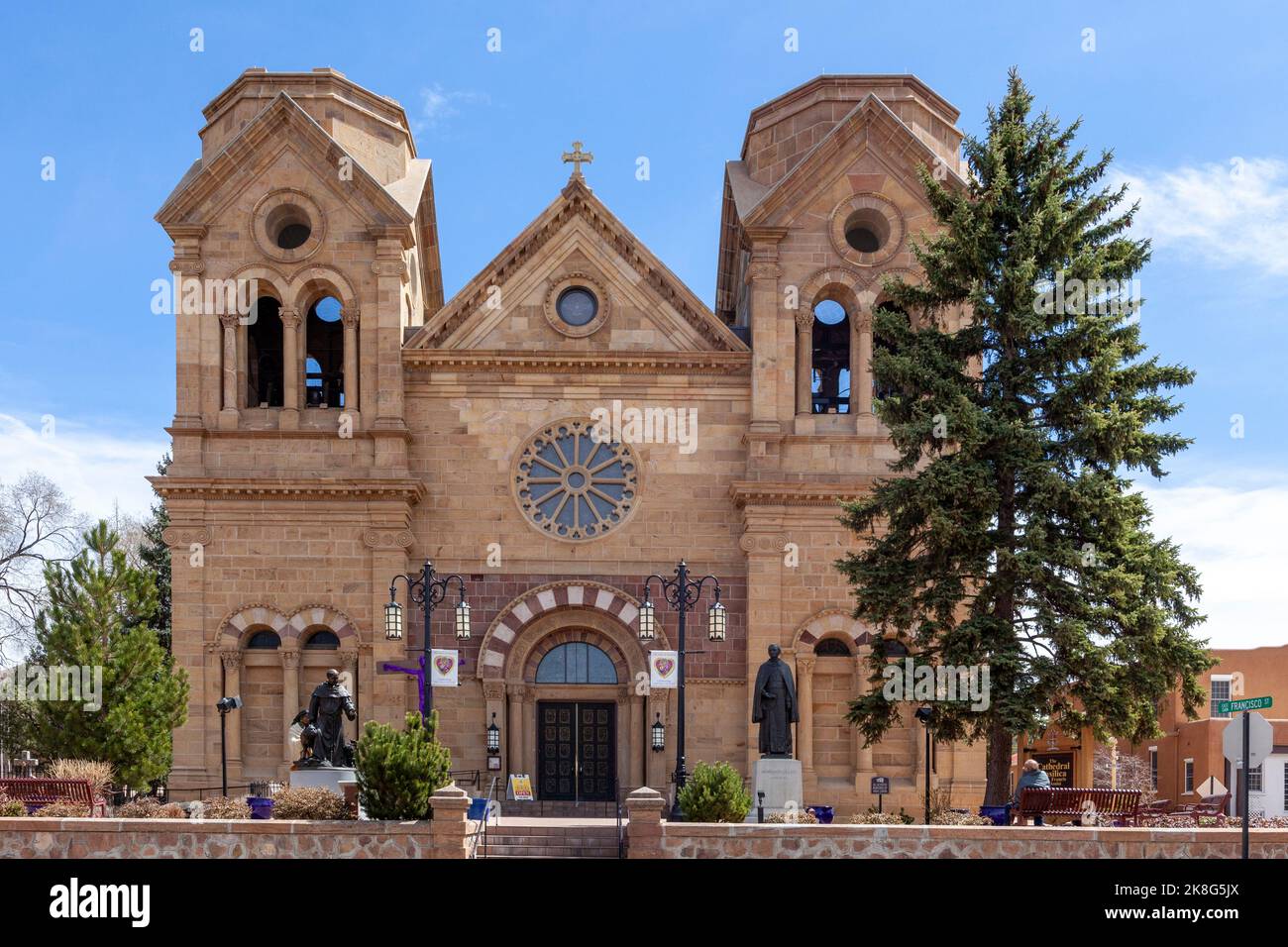 19th Century Cathedral Basilica of Saint Francis of Assisi - Catedral basílica de San Francisco de Asís in Santa Fe, New Mexico was dedicated in 1887. Stock Photo
