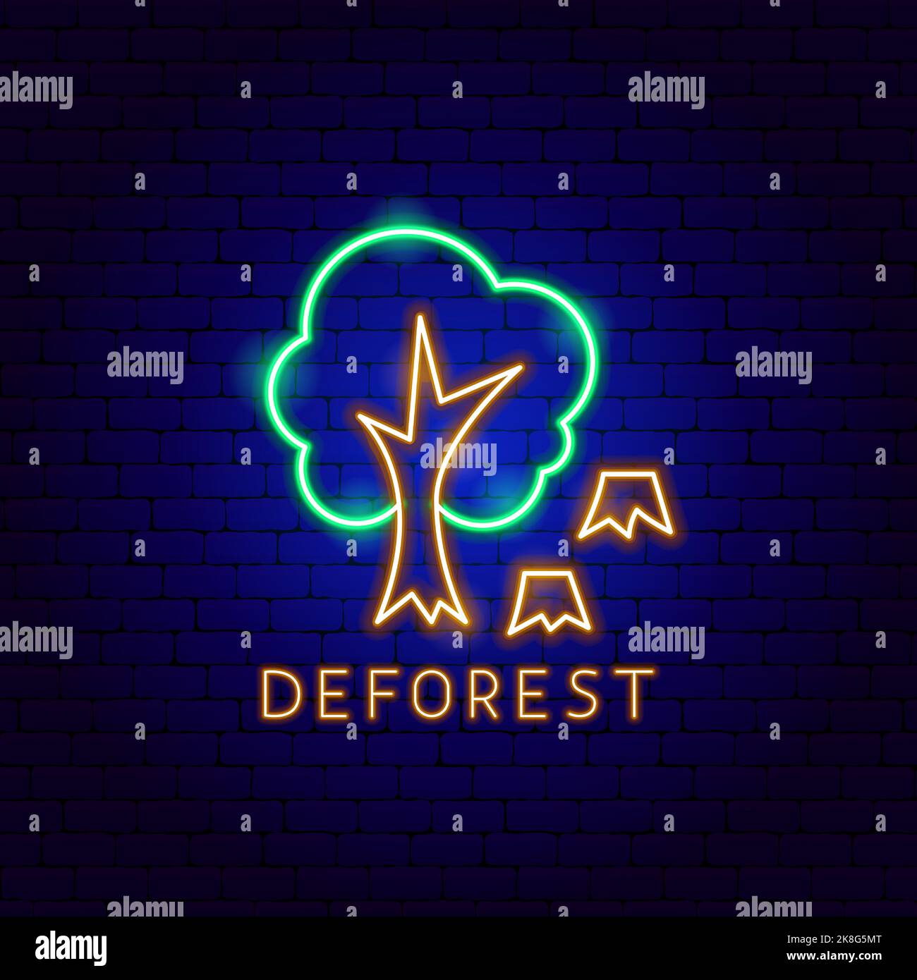 Deforest Neon Label Stock Vector