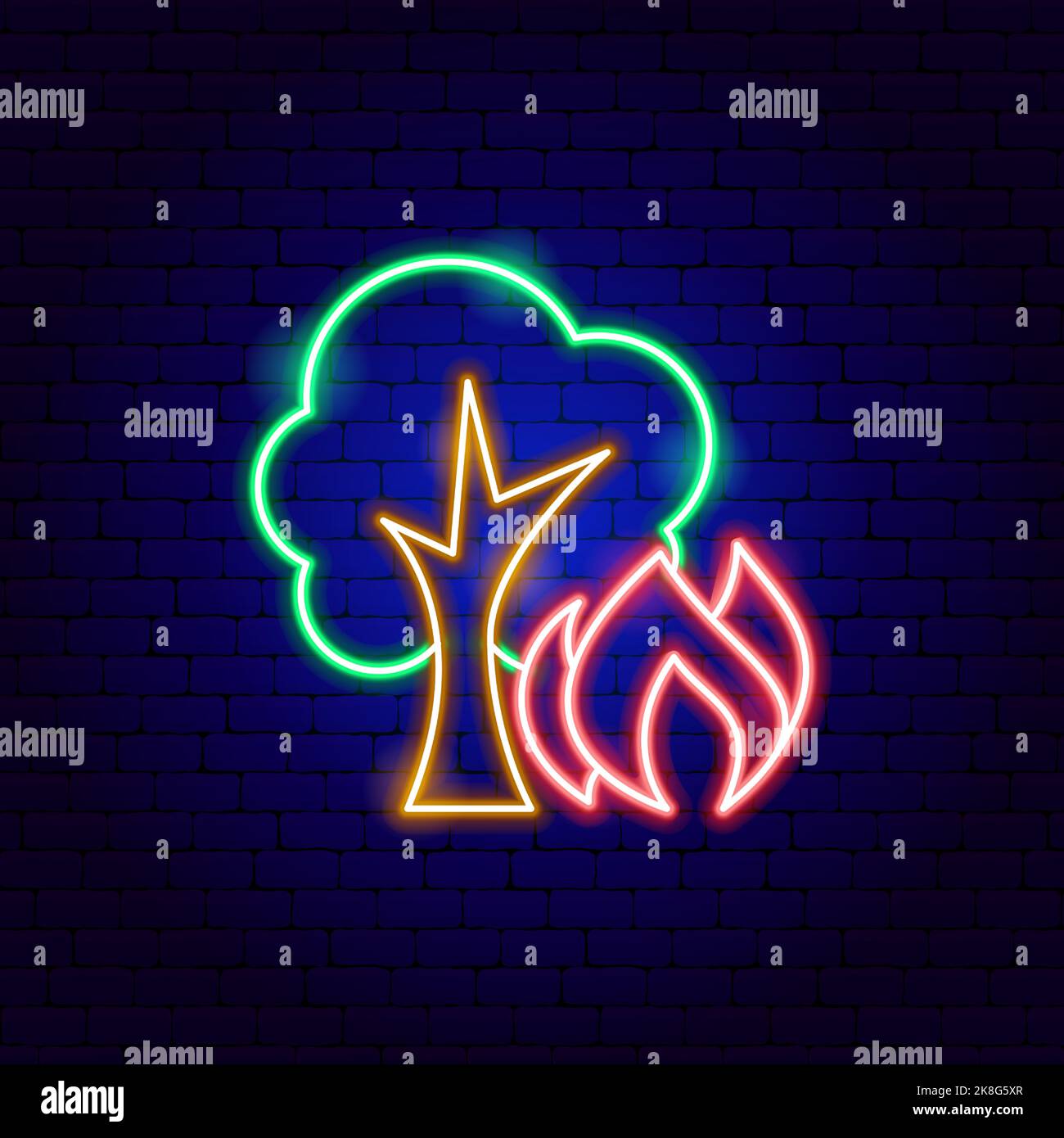 Forest Fires Neon Sign Stock Vector