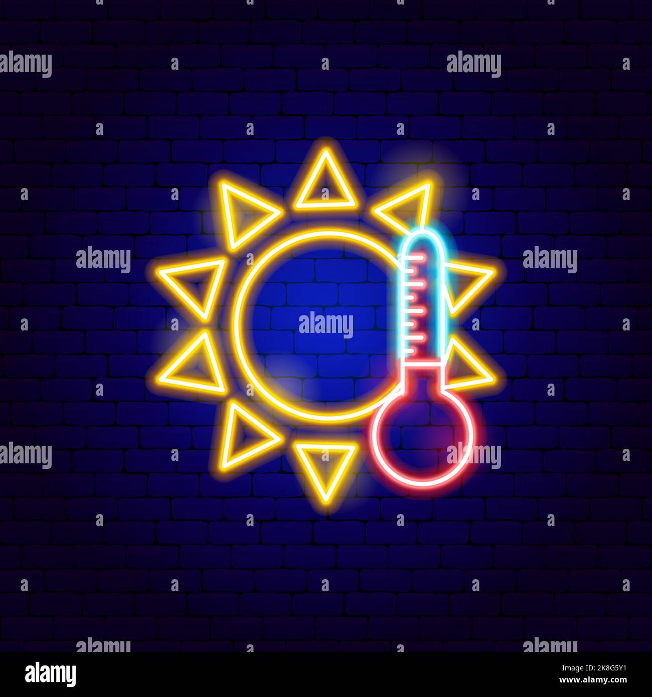 High Sun Temperature Neon Sign Stock Vector