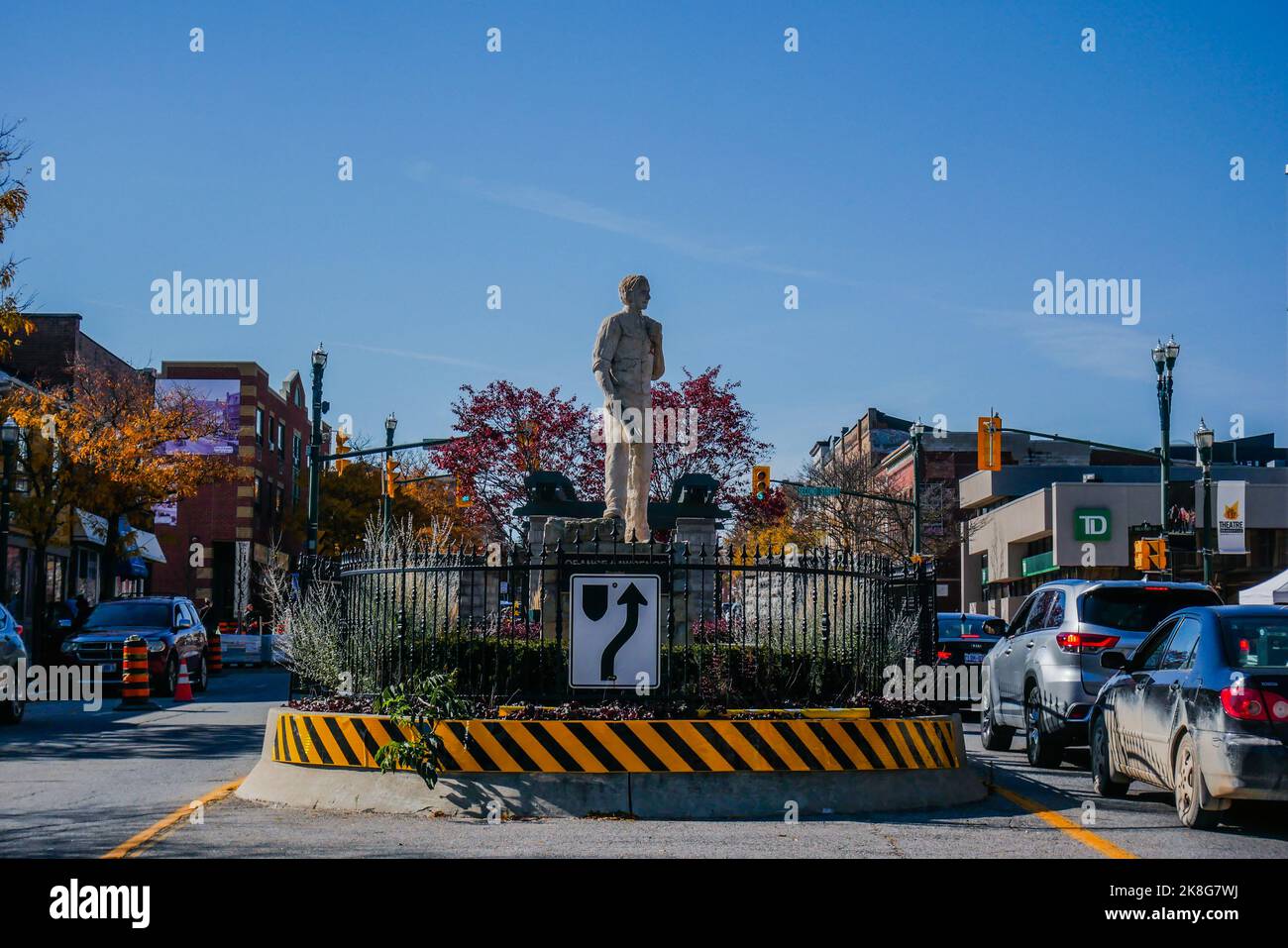 Orange Lawrence statue, orangeville founder, eastern median, broadway