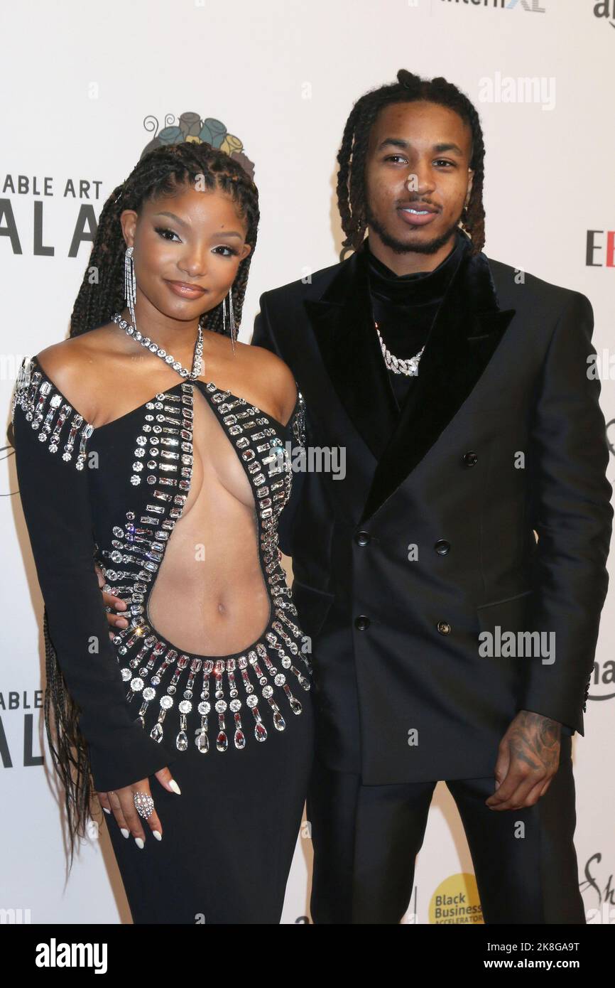 Los Angeles, USA. 22nd Oct, 2022. Halle Bailey, DDG aka Darryl Dwayne Granberry Jr attends the 5th Annual Wearable Art Gala in Santa Monica, California, USA on October 22, 2022. (Photo by Katrina Jordan/Sipa USA) Credit: Sipa USA/Alamy Live News Stock Photo