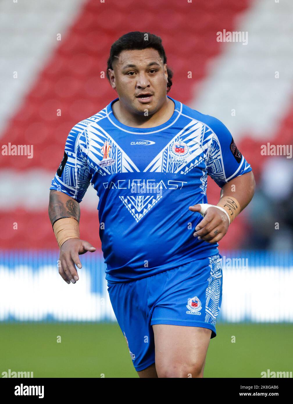 Gab Rugby Samoa's Josh Papali’i during the Rugby League World Cup group A match ...