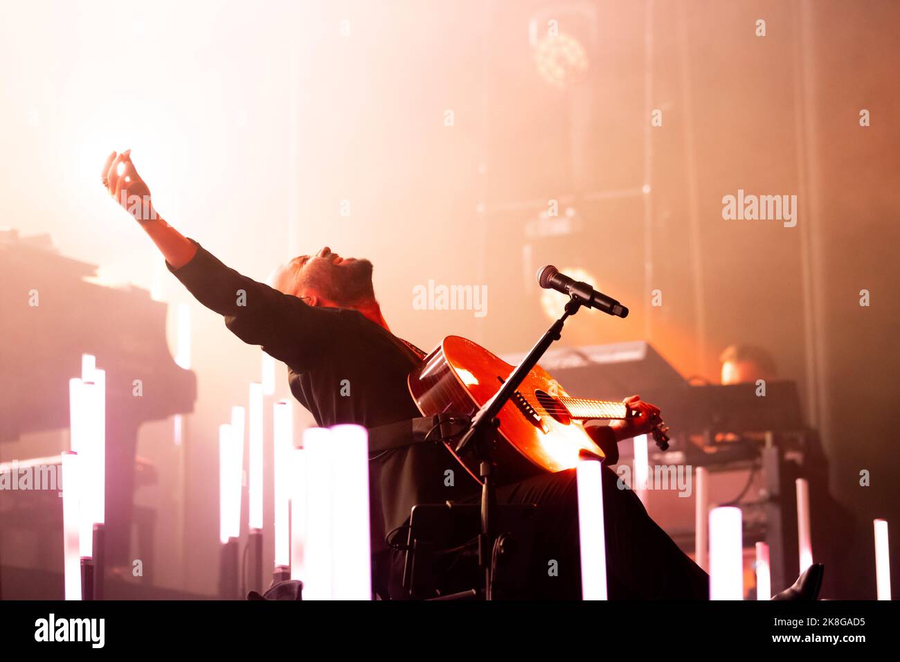 Naples, Salerno, Italy. 22nd Oct, 2022. Giuliano Sangiorgi, singer of Italian band Negramaro, performs during the ''Unplugged European Tour'' live at Teatro Augusteo on October 22, 2022 in Naples, Italy (Credit Image: © Francesco Luciano/ZUMA Press Wire) Stock Photo