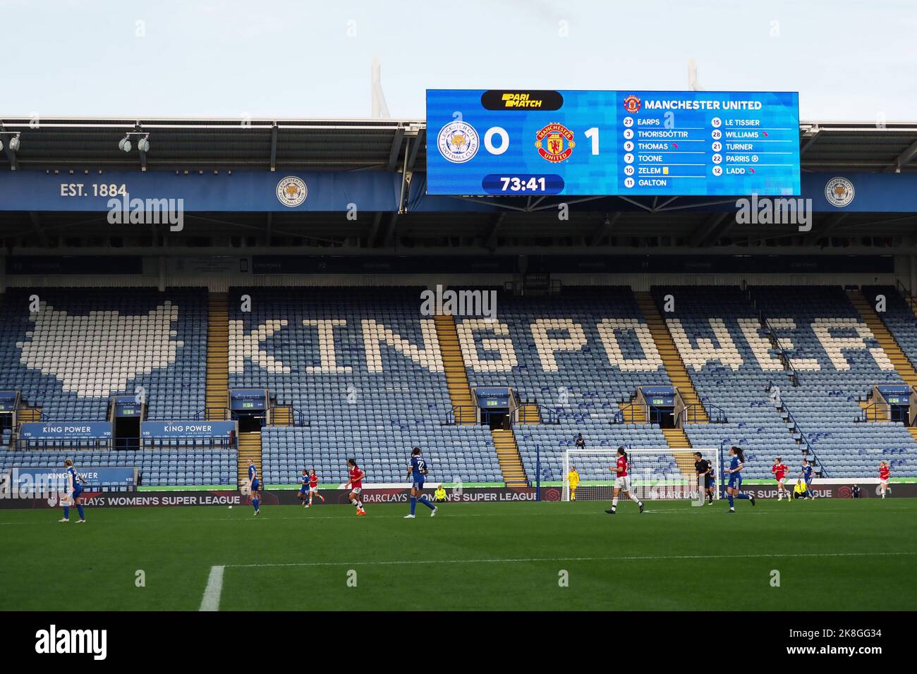 Leicester, UK. 23rd Oct, 2022. Leicester, England, October 23rd 2022: General view inside the stadium during the Barclays FA Womens Super League game between Leicester City and Manchester United at King Power Stadium in Leicester, England (Natalie Mincher/SPP) Credit: SPP Sport Press Photo. /Alamy Live News Stock Photo