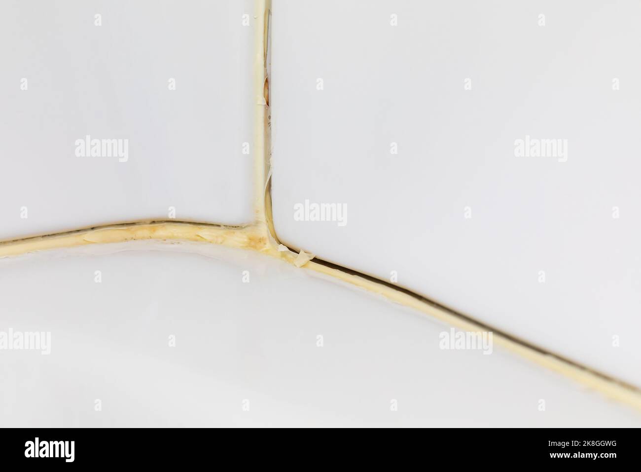 Moldy and old caulking in bathtub. Home repair, maintenance and mold