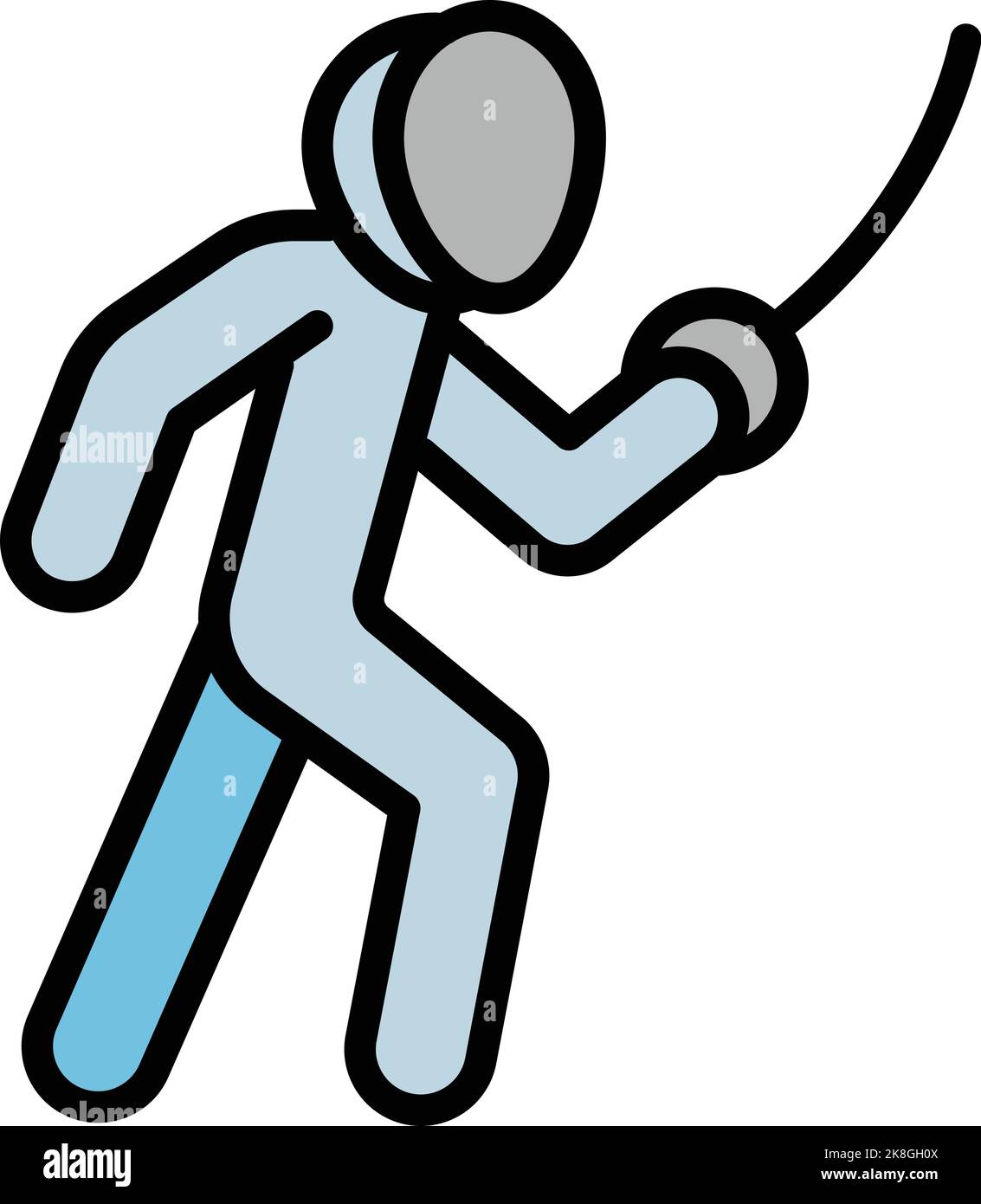 Kid fencer icon outline vector. Fencing sport. Rapier athlete Stock