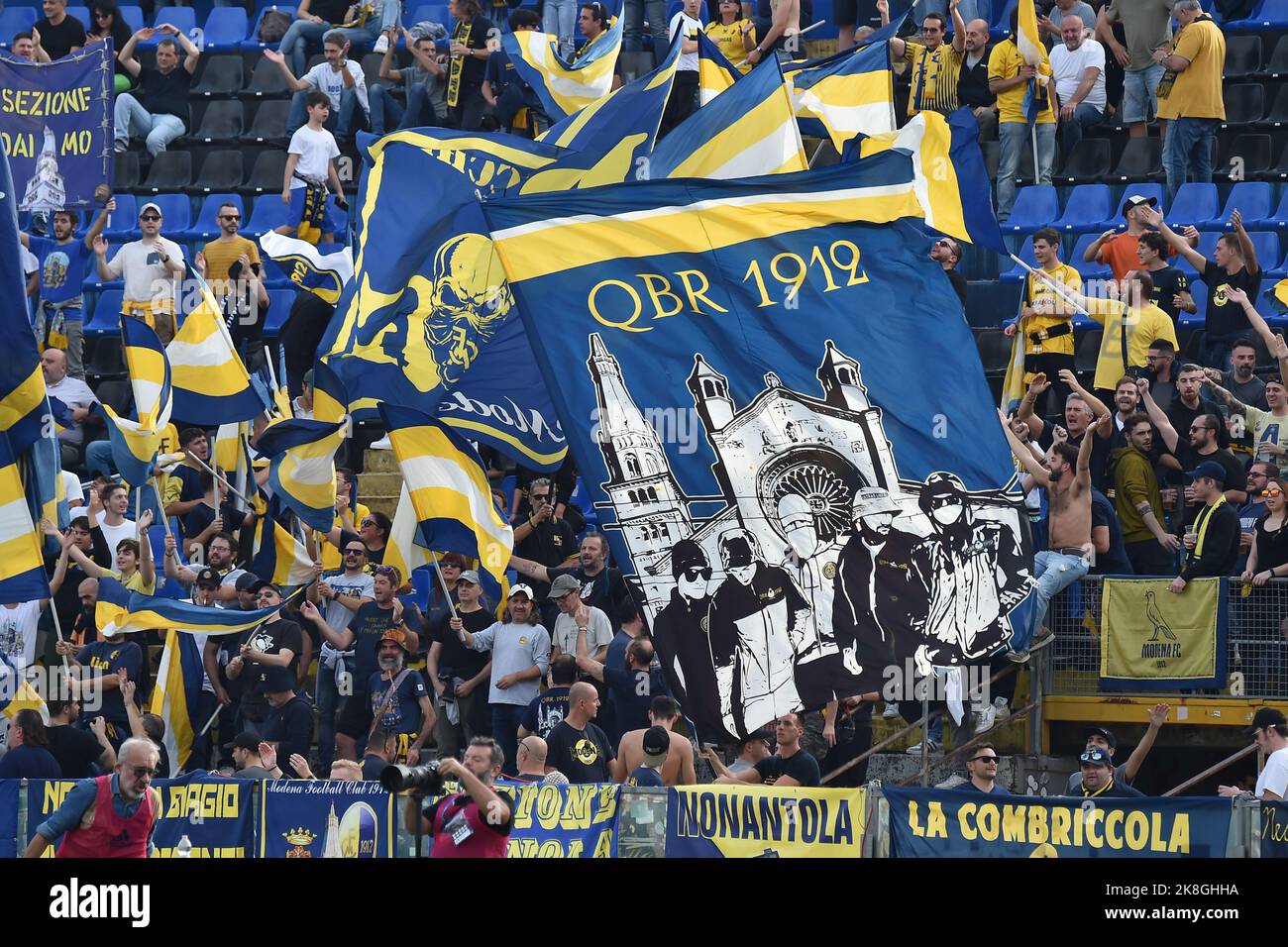 Fans of Modena during SPAL vs Modena FC, Italian soccer Serie B