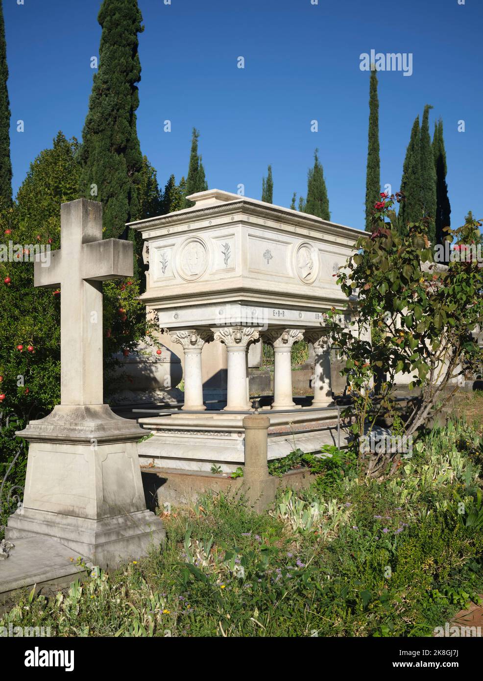 Elizabeth Barret Browning Grave The English Cemetery Florence Italy Stock Photo