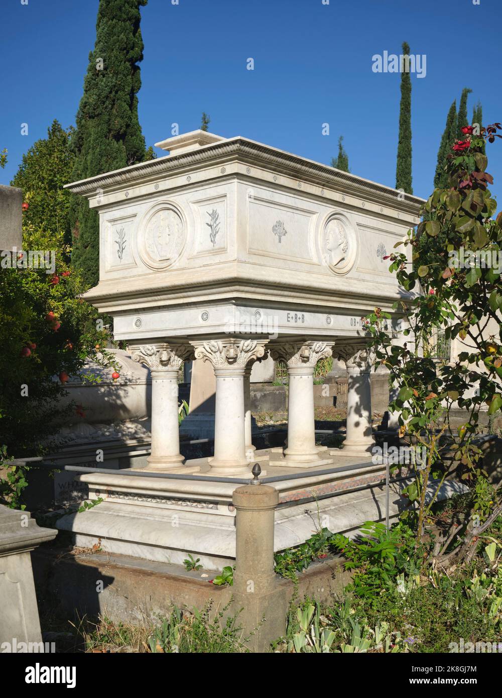 Elizabeth Barret Browning Grave The English Cemetery Florence Italy Stock Photo