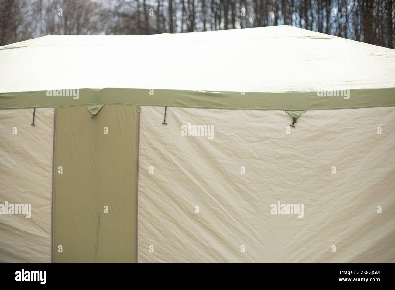 Awning from rain. Outdoor tent for trading. Canopy to protect against