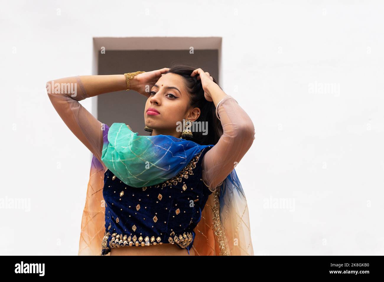 Pensive woman in sari hi-res stock photography and images - Alamy