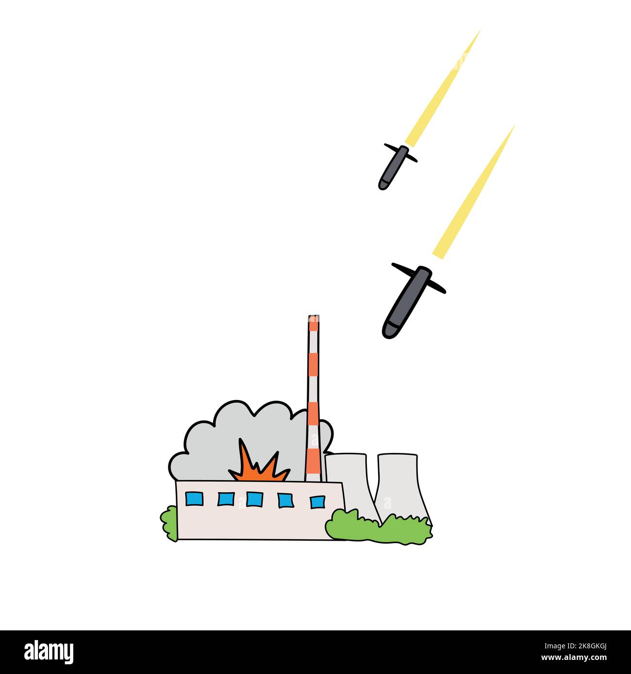 the rockets fly into the energy infrastructure Stock Vector