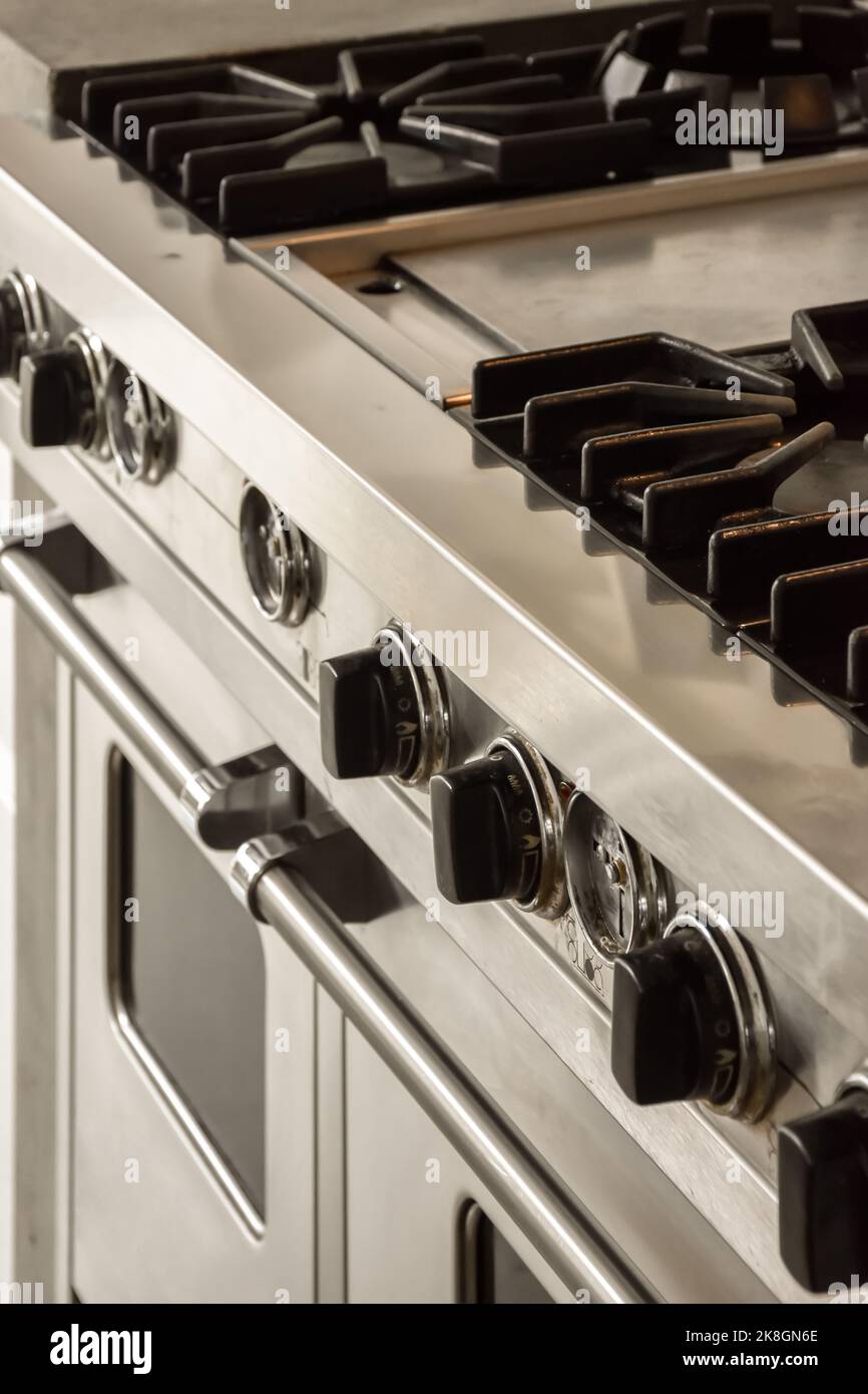 Detail of gas cooker in a modern kitchen Stock Photo Alamy