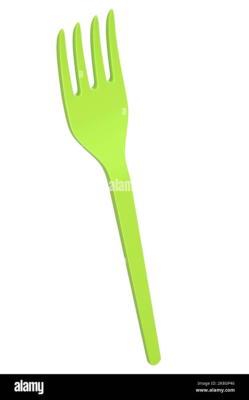 Ecofriendly disposable utensils like fork on white background. 3d render concept of save the