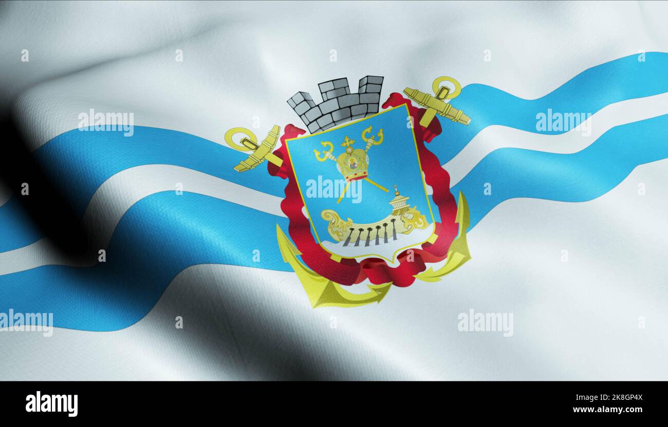 3D Illustration of a waving Ukraine city flag of Mykolaiv Stock Photo