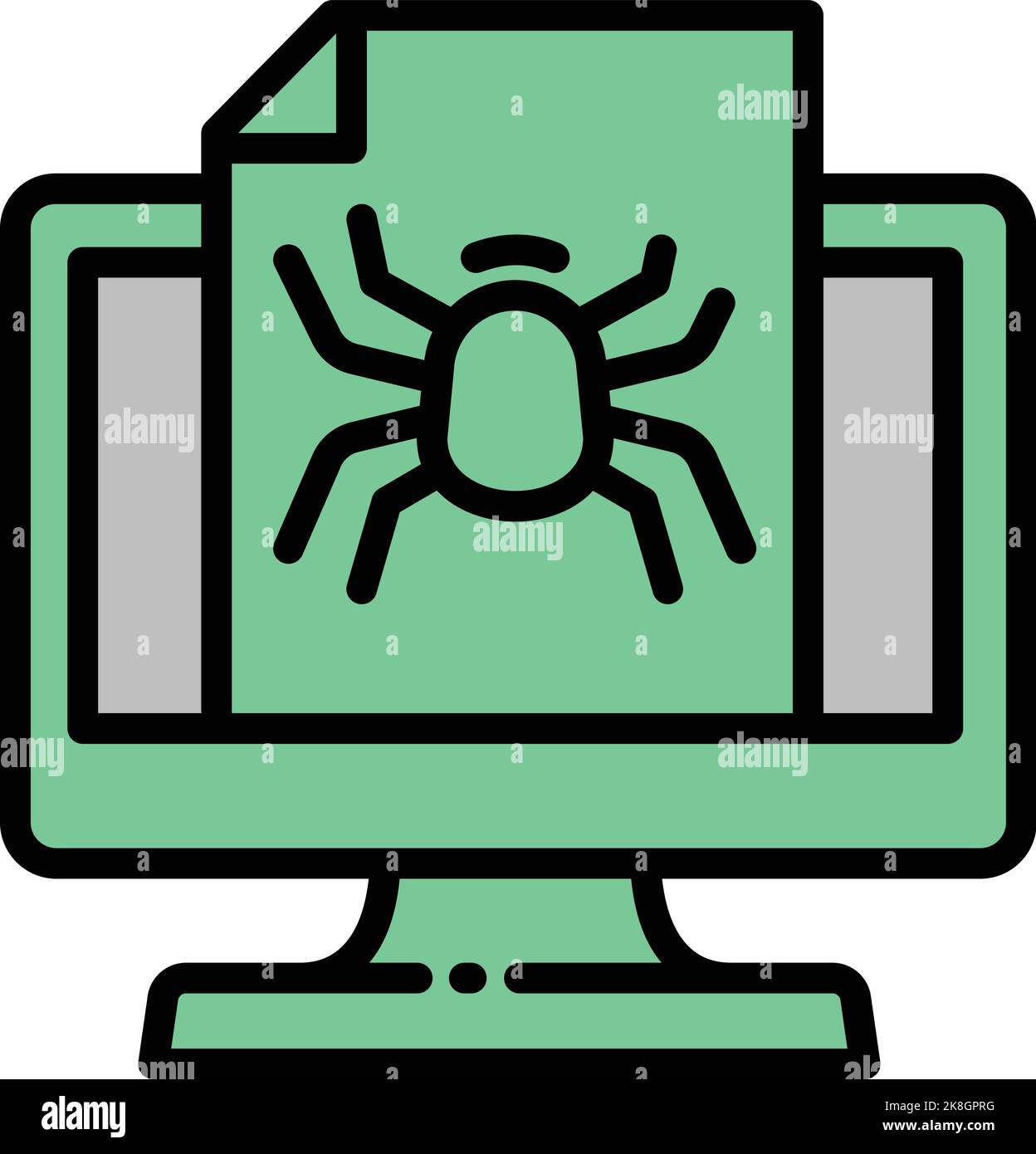Bug computer icon outline vector. Virus fraud. Risk protect Stock ...