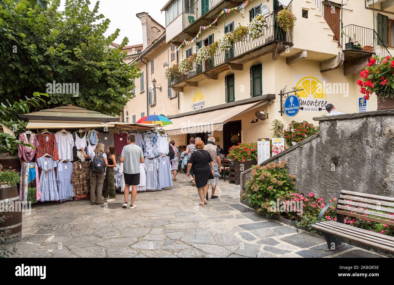 Stresa, Piedmont, Italy September 6, 2022 Historic center with bars