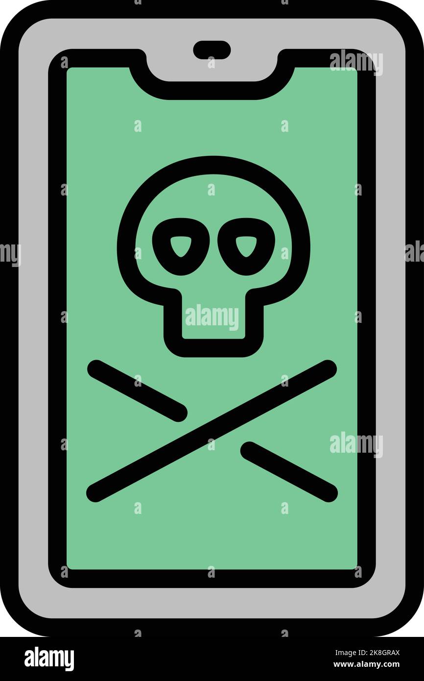 Smartphone cyber attack icon outline vector. Data internet. Computer fraud Stock Vector