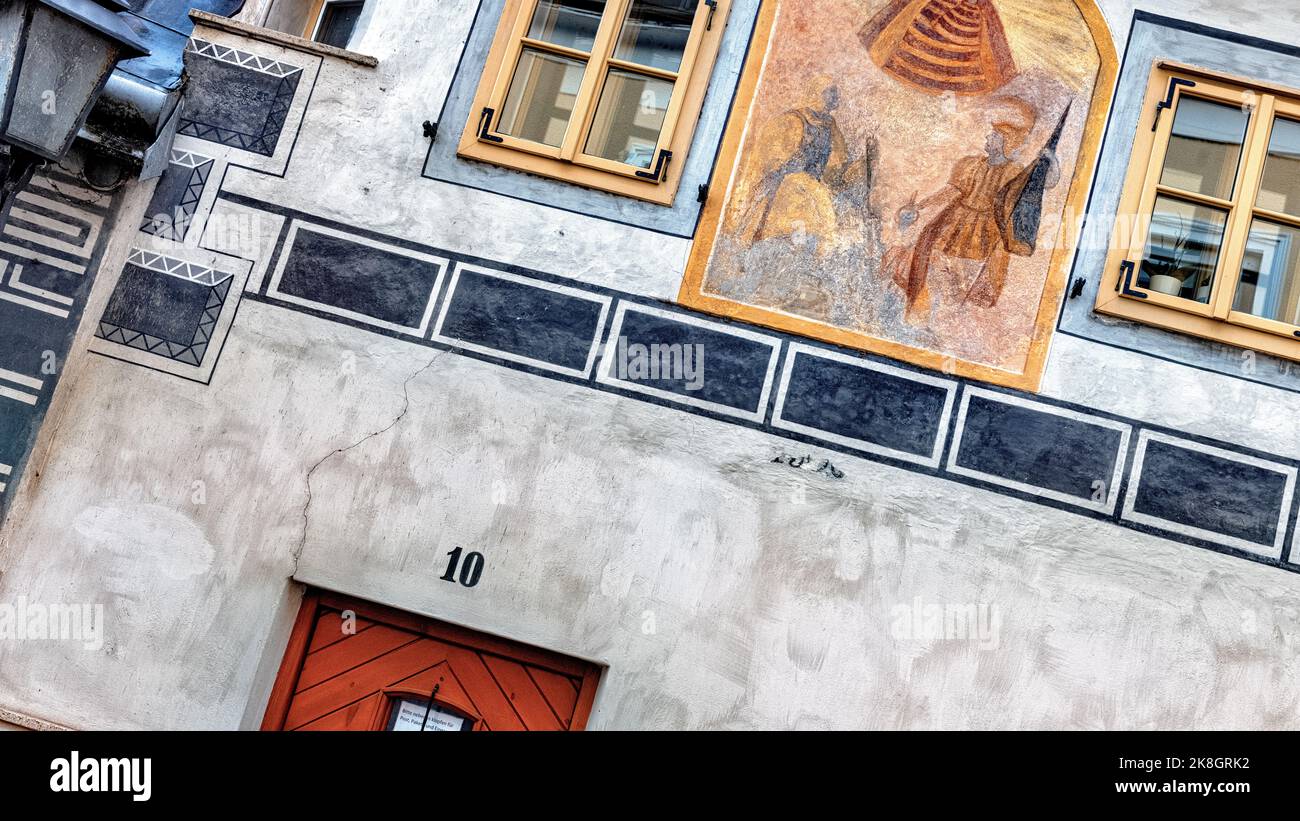 Facade of a historic house in old town with window and door Stock Photo ...