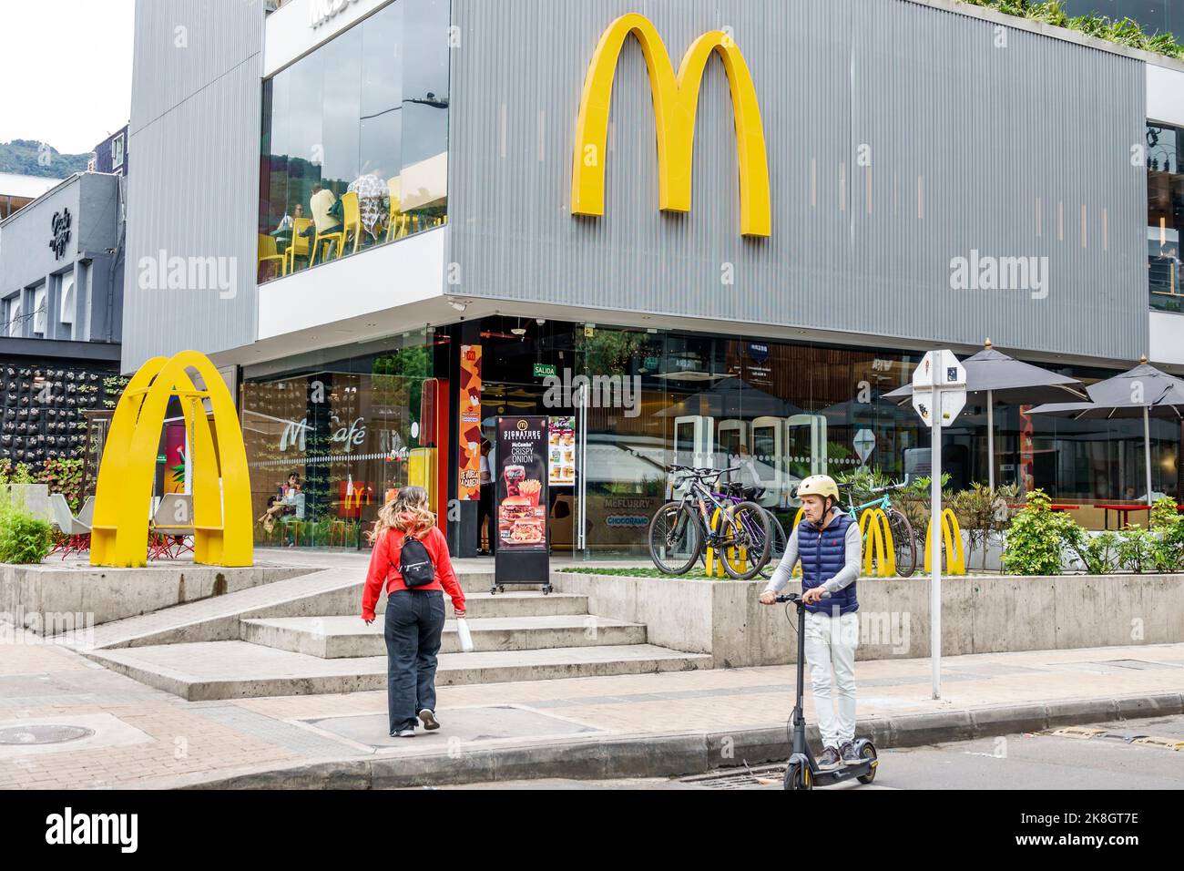 Bogota Colombia,El Chico McDonald's Parque 93,fast food restaurant restaurants dine dining eating out casual cafe cafes bistro bistros,golden arches l Stock Photo