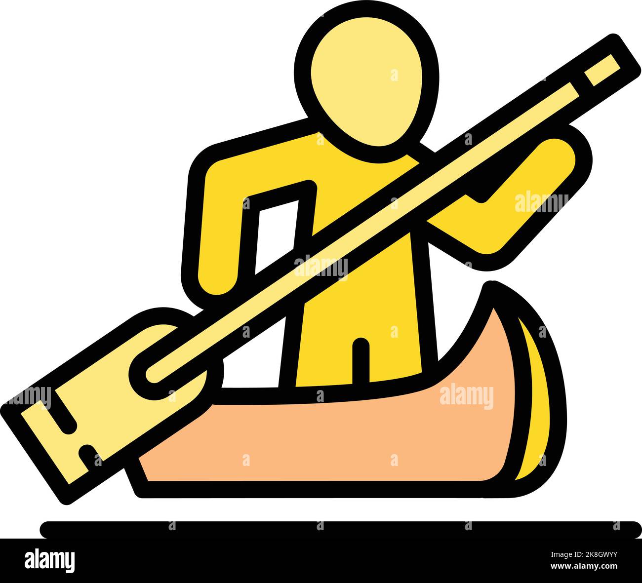 River canoe icon outline vector. Paddle boat. Fishing sport Stock