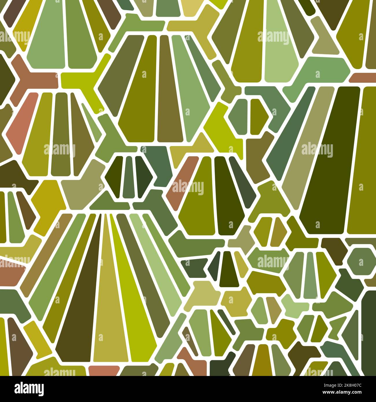 abstract vector stained-glass mosaic background - green and brown Stock ...