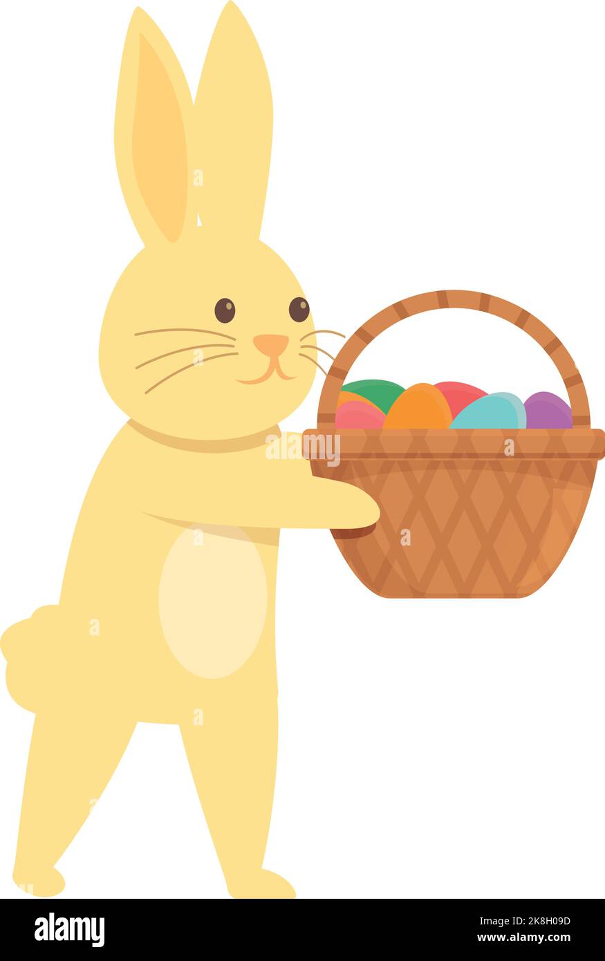 Funny easter rabbit icon cartoon vector. Cute bunny. Egg basket Stock ...