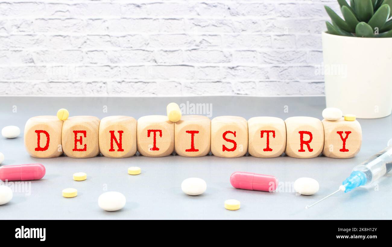 Medicine concept. An arrow of pills points to a sign that says ...