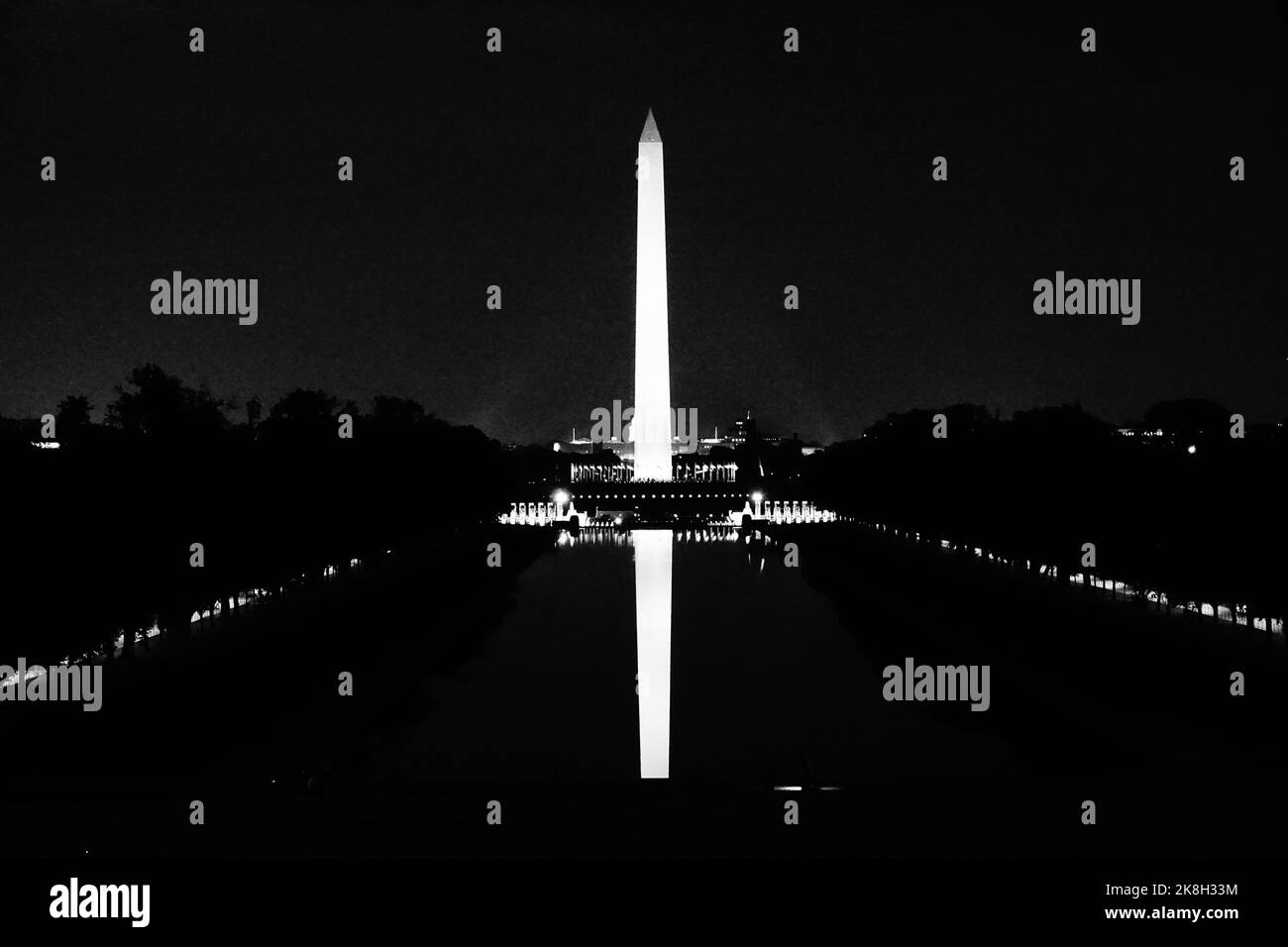 The Washington Monument is an obelisk shaped building within the