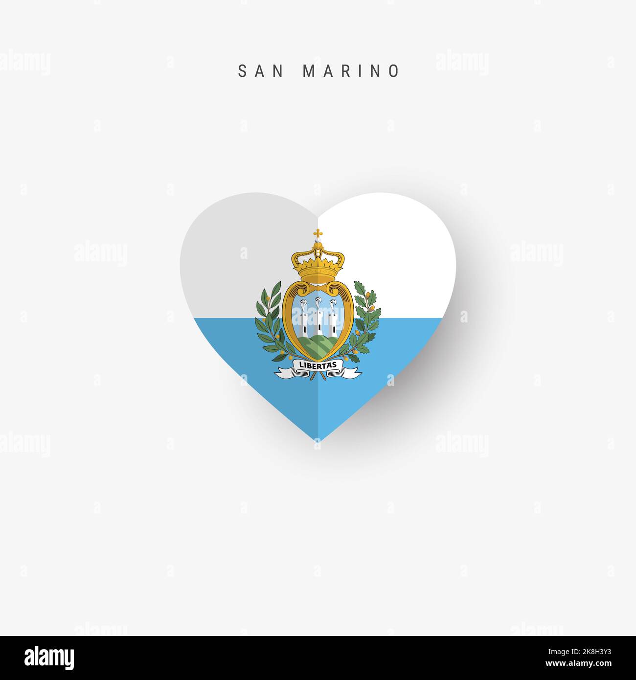 San Marino Heart Shaped Flag Origami Paper Cut Most Serene Republic