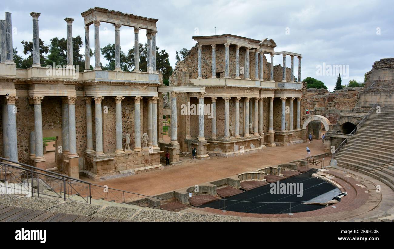 Vista del teatro romano de Mérida, España Stock Photo