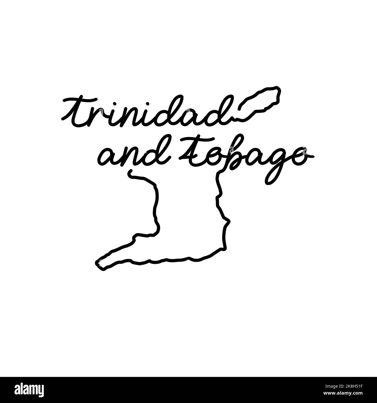 Trinidad and Tobago outline map with the handwritten country name