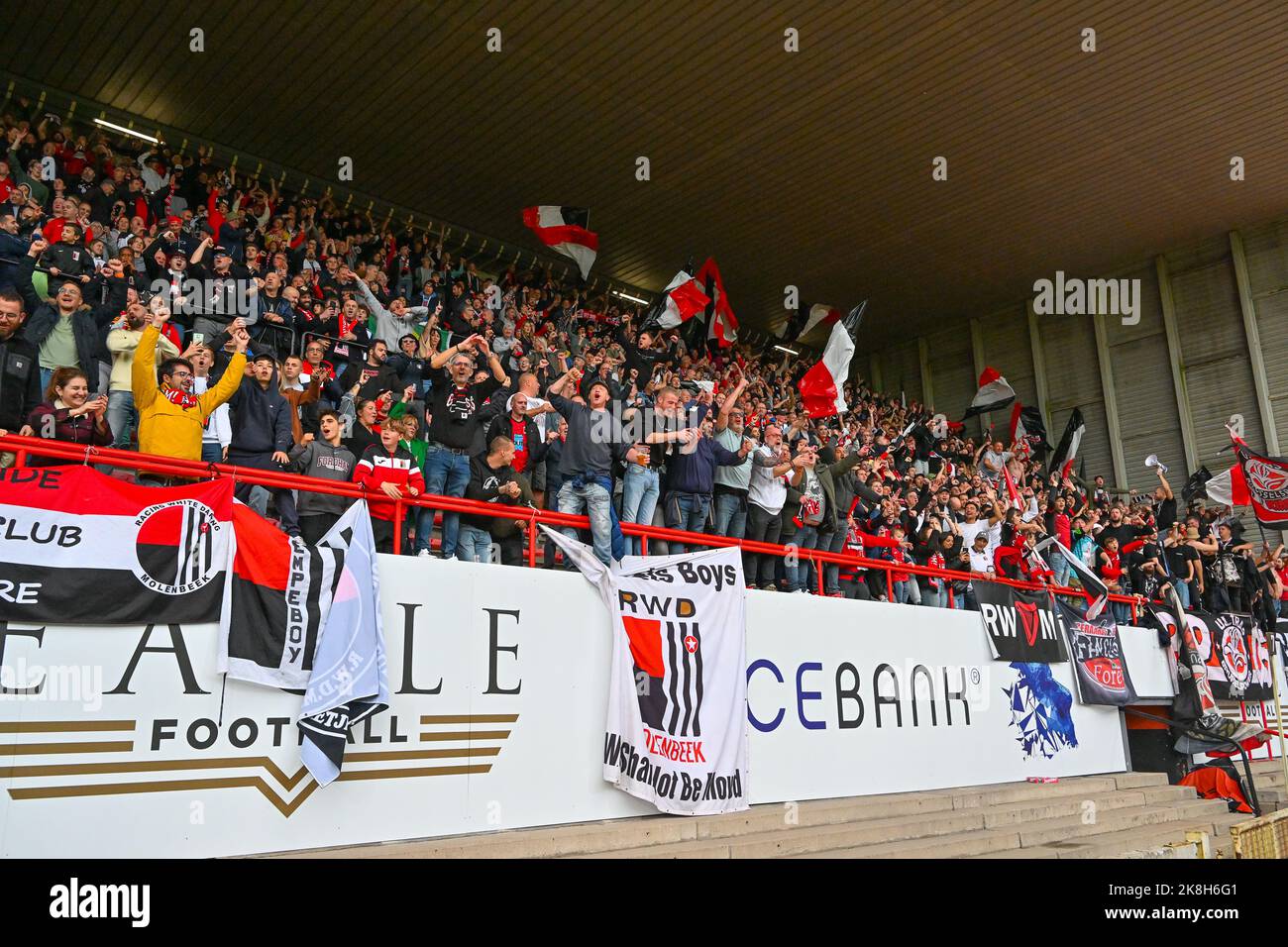 Fans and supporters of RWDM pictured during a soccer match between RWDM ...