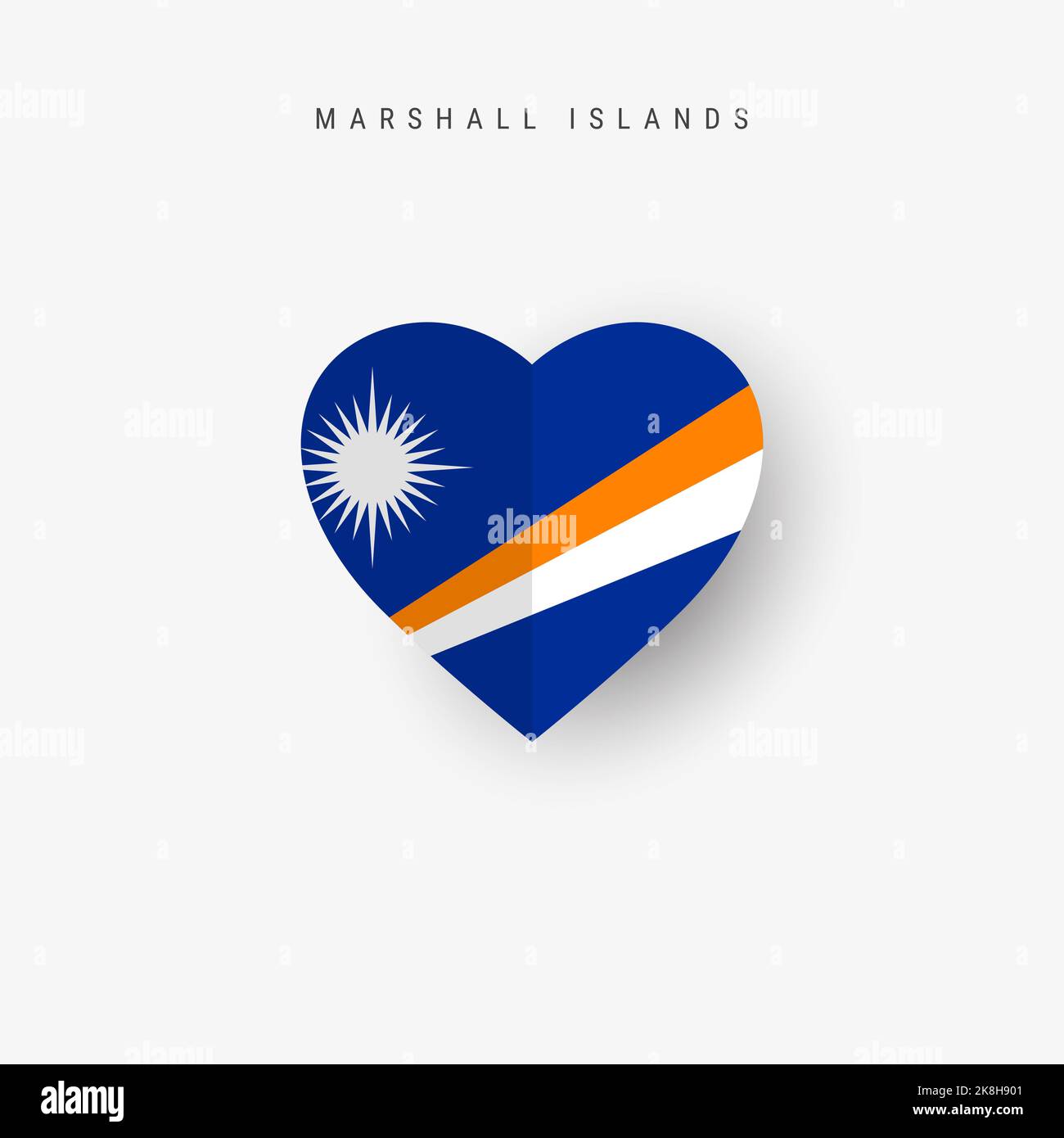Marshall Islands heart shaped flag. Origami paper cut Marshallese ...