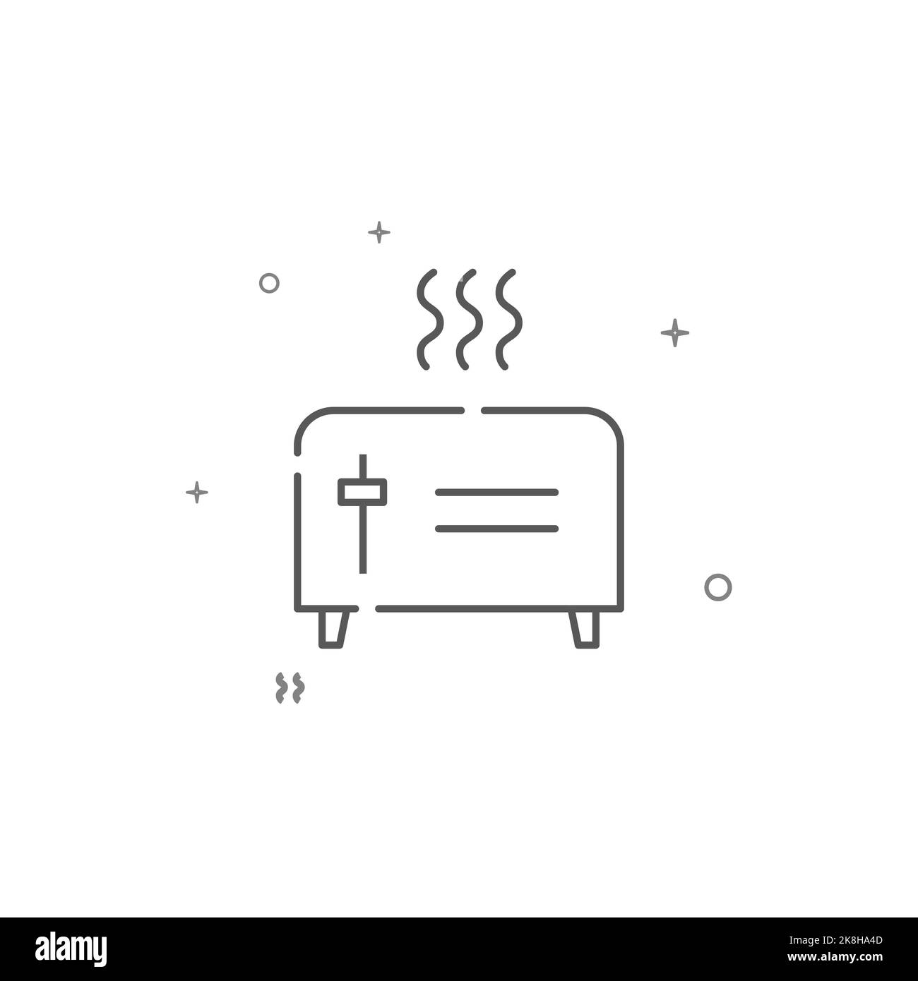 Smoking toaster simple line icon. Symbol, pictogram, sign isolated on