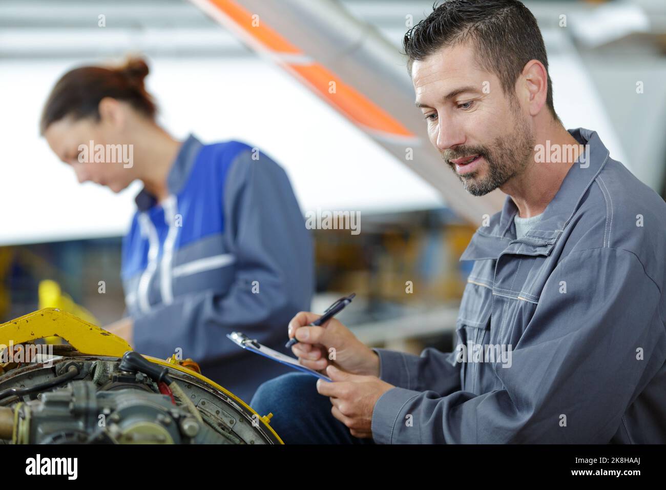 car mechanic team with diagnosis tool in Stock Photo Alamy