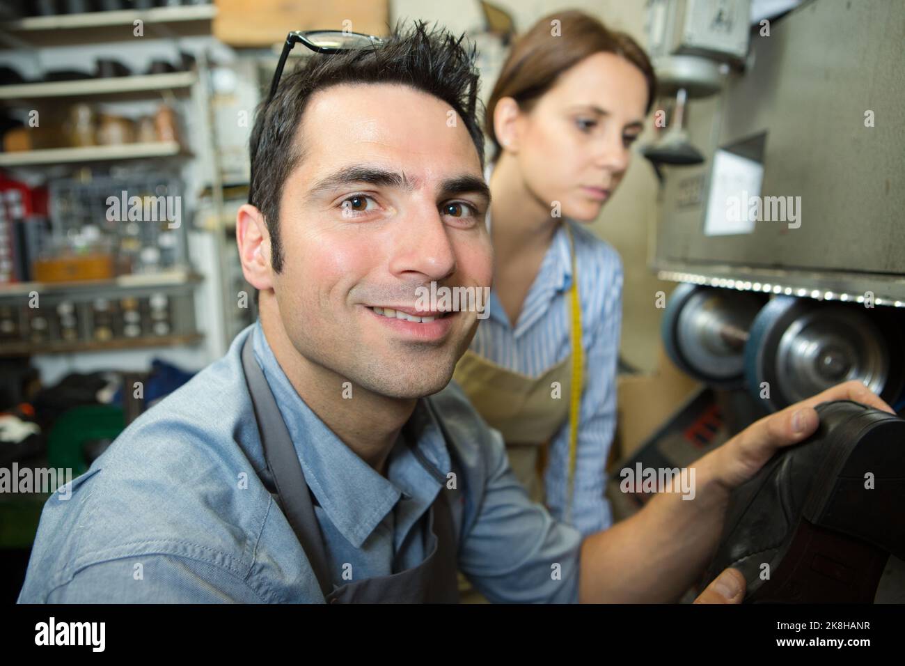 man cobbler looking at camera Stock Photo - Alamy