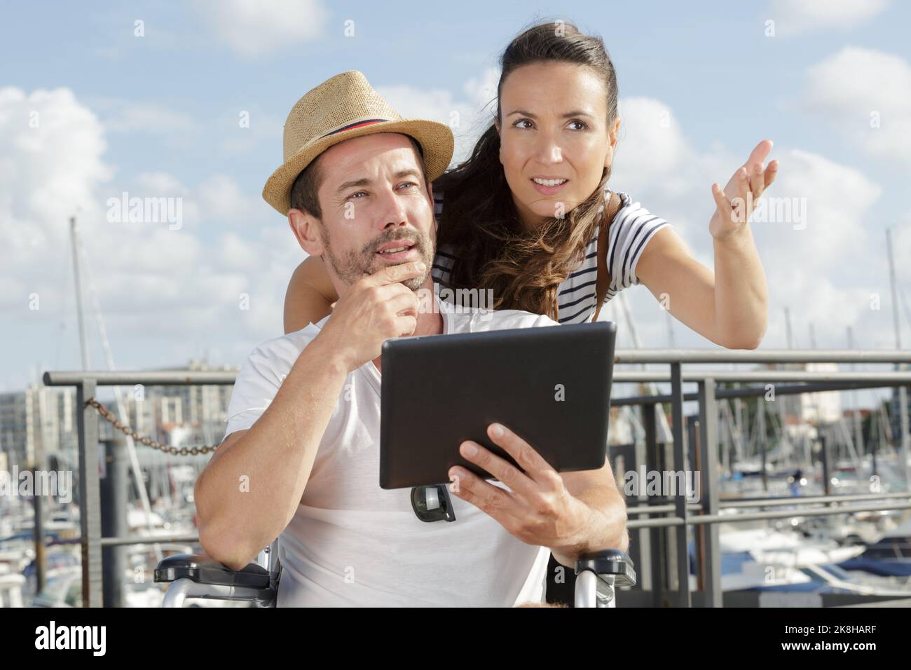 modern technology devices and tourism concept Stock Photo