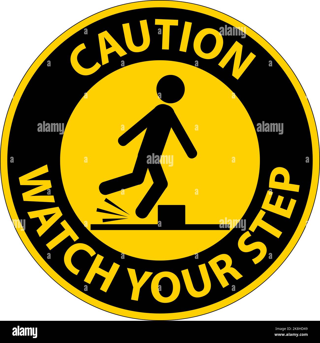 Caution Watch Your Step Sign On White Background Stock Vector Image