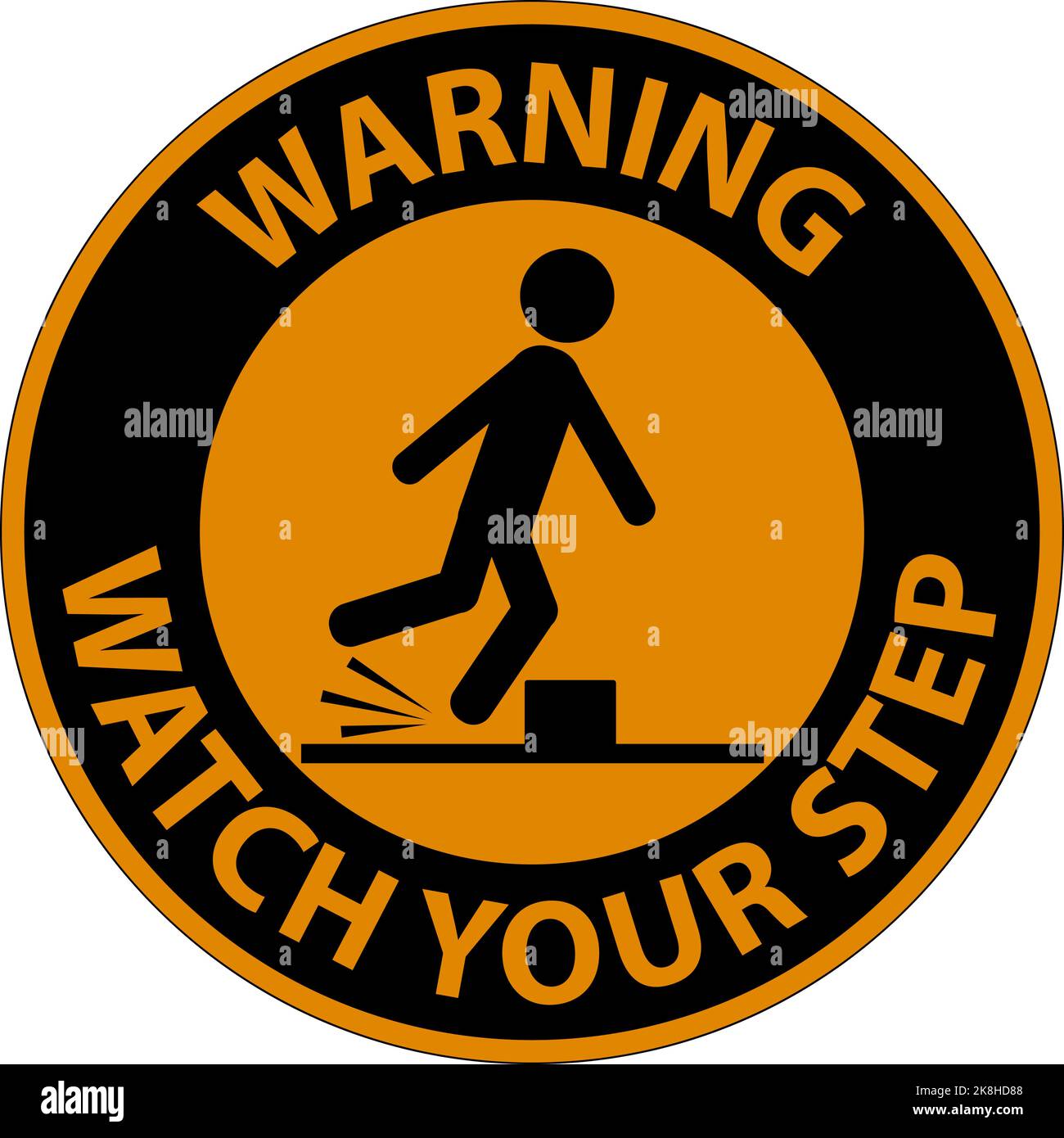 Warning Watch Your Step Sign On White Background Stock Vector Image